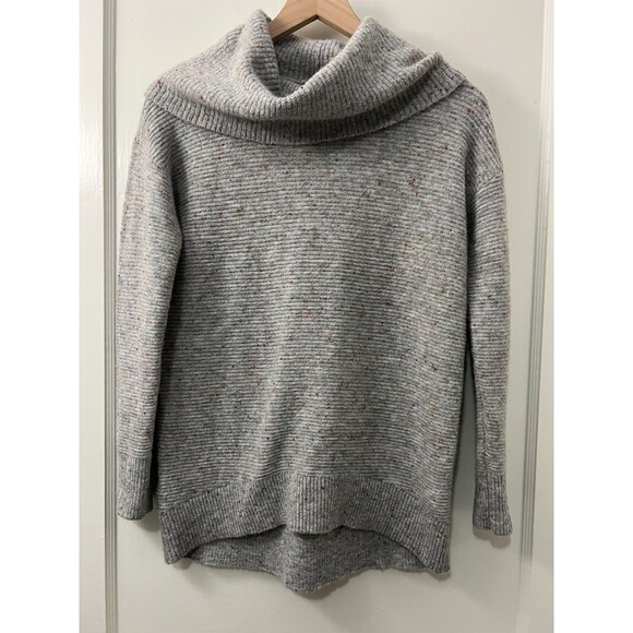 Loft Women's Cowl Neck Sweater Grey Multicolor Flecked Turtleneck Size XS - Picture 1 of 6